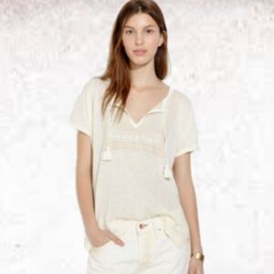 Madewell linen blouse women's, beige